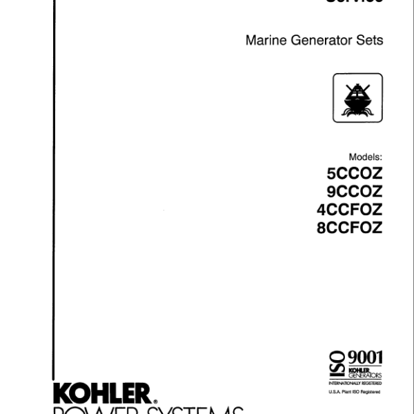 Kohler 5CCOZ, 9CCOZ, 4CCFOZ, 8CCFOZ Marine Service Manual (tp5588)