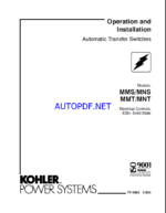 Kohler MMS, MNS, MMT, MNT Automatic Transfer Switches Operation and Installation Manual (tp5662)