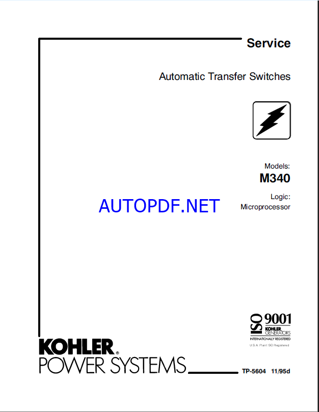 Kohler M340 Automatic Transfer Switches Service Manual (tp5604)
