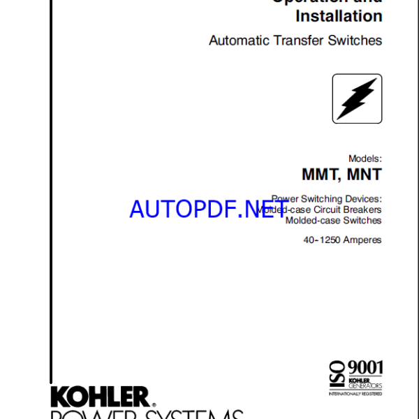 Kohler MMT, MNT Automatic Transfer Switches Operation and Installation Manual (tp5973)