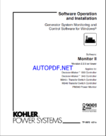Kohler Monitor II Version 2.2.5 or lower Software Operation and Installation Manual (tp5972)
