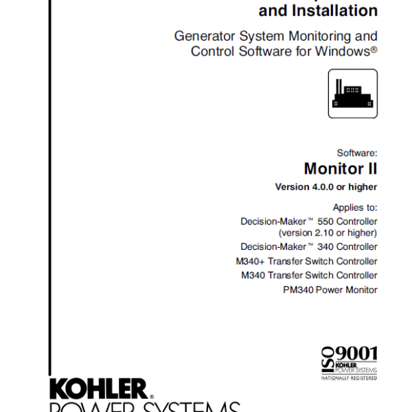 Kohler Monitor II Version 4.0.0 or higher Generator System Monitoring and Control Software for Windows Software Operation and Installation Manual (tp6194)