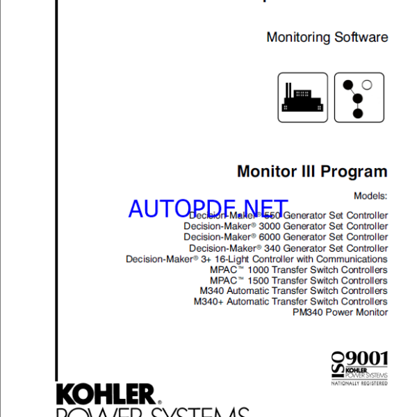 Kohler Monitor III Program Monitoring Software Operation Manual (tp6347)