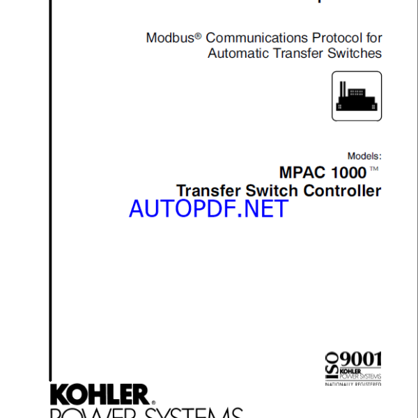 Kohler MPAC 1000 Transfer Switch Controller Modbus Communications Protocol for Automatic Transfer Switches Protocol Operation (tp6208)