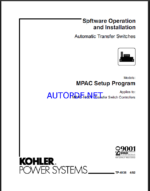 Kohler MPAC Setup Program Automatic Transfer Switches Software Operation and Installation Manual (tp6135)