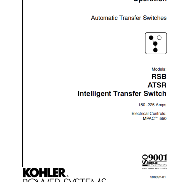 Kohler RSB ATSR Intelligent Transfer Switch Operation Manual (tp6487)