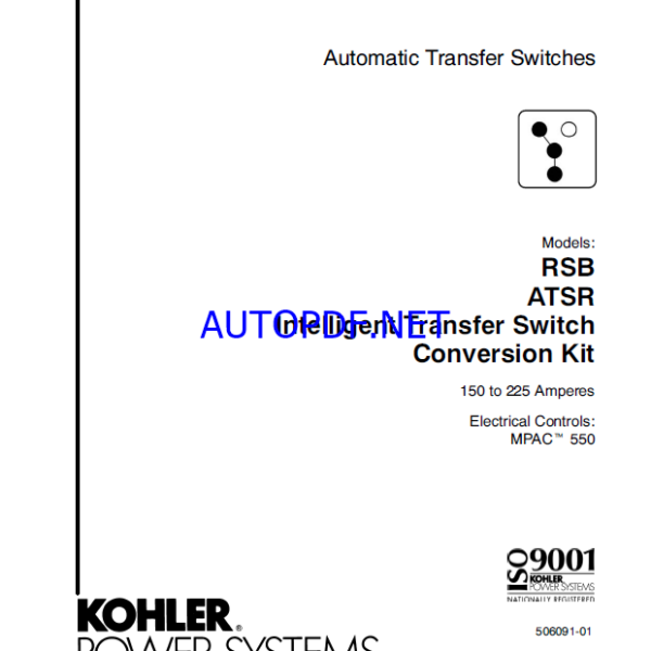 Kohler RSB, ATSR Intelligent Transfer Switch Conversion Kit Automatic Transfer Switches Installation Manual (tp6486)