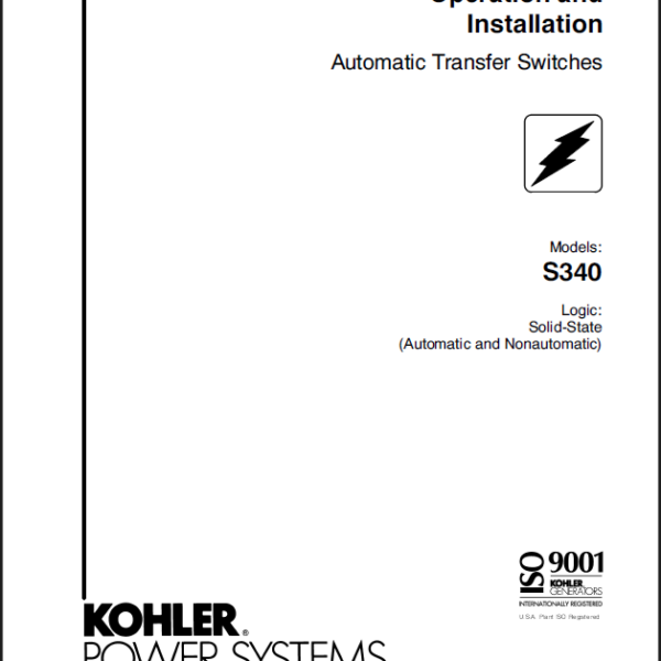 Kohler S340 Automaitic Transfer Switches Operation and Installation Manual (tp5087)