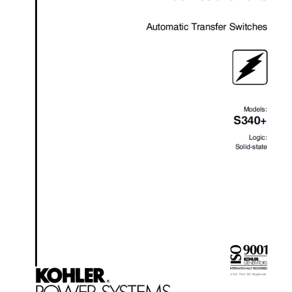 Kohler S340+ Automatic Transfer Switches Service and Parts Manual (tp5671)