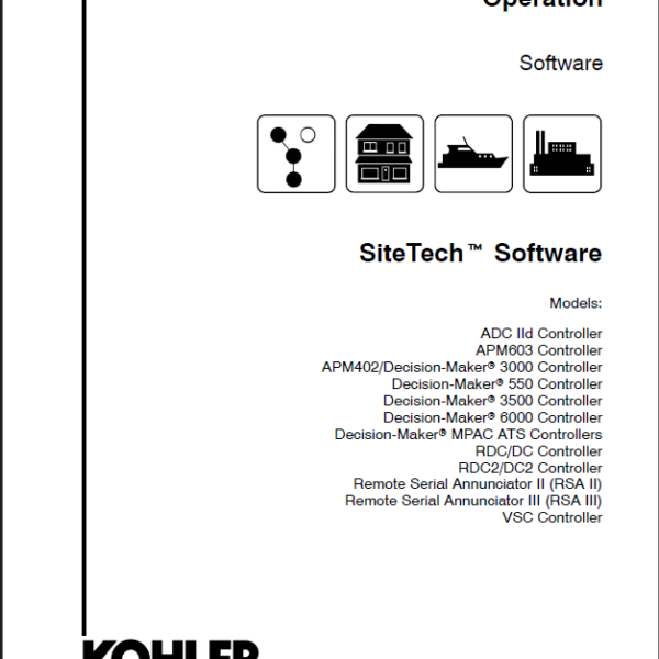 Kohler SiteTecht Software Operation Manual (tp6701)