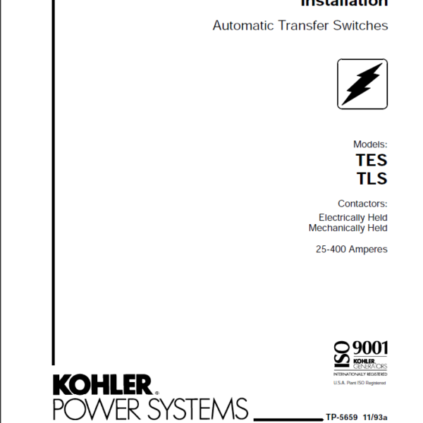 Kohler TES, TLS Automatic Transfer Switches Operation and Installation Manual (tp5659)