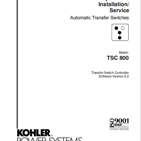 Kohler TSC 800 Automatic Transfer Switches Operation, Installation, Service Manual (tp6381)