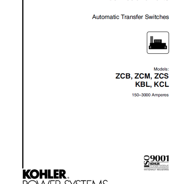 Kohler ZCB, ZCM, ZCS KBL, KCL Automatic Transfer Switches Service and Parts Manual (tp5668)