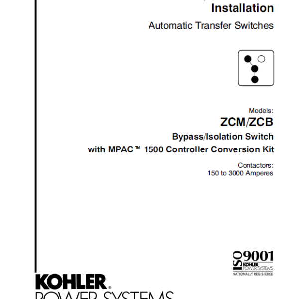 Kohler ZCM, ZCB Automatic Transfer Switch Operation and Installation Manual (tp6718)