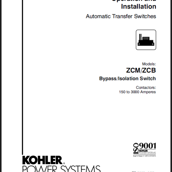 Kohler ZCM, ZCB Automatic Transfer Switches Operation and Installation Manual (tp5665)
