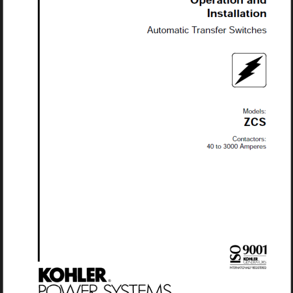 Kohler ZCS Automatic Transfer Switches Operation and Installation Manual (tp5660)