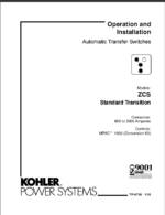 Kohler ZCS Standard Transition Automatic Transfer Switches Operation and Installation Manual (tp6720)