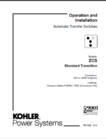 Kohler ZCS Standard Transition Automatic Transfer Switches Operation and Installation Manual (tp7039)