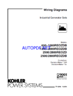 Kohler 650REOZDB, 1000REOZDB, 1350REOZDB, 2000REOZDB, 2500REOZD, 2800REOZD, 2500REOZDB, 2800REOZDB Industrial Generator Sets Wiring Diagrams (tp6216)
