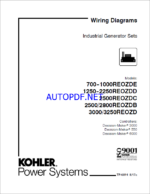 Kohler 700REOZDE, 1000REOZDE, 1250REOZDD, 2250REOZDD, 2500REOZDC, 2500REOZDB, 2800REOZDB, 3000REOZD, 3250REOZD Industrial Generator Set Wiring(tp6814)