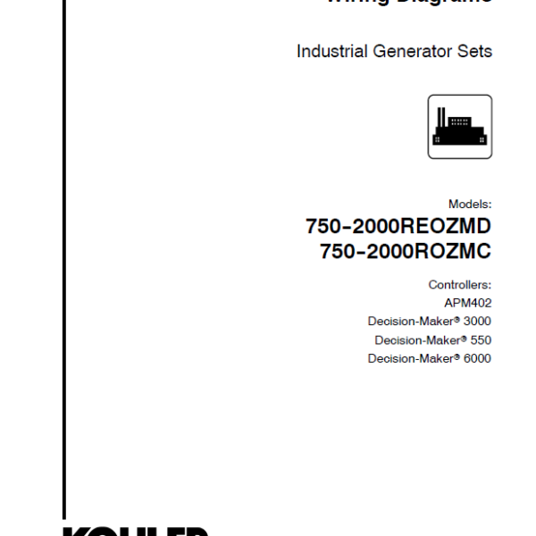 Kohler 750-2000REOZMD, 750-2000ROZMC Industrial Generator Sets Wiring Diagrams (tp6813)