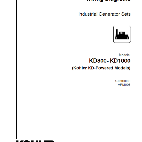 Kohler KD800-KD1000 Industrial Generator Sets Wiring Diagrams (tp7144)