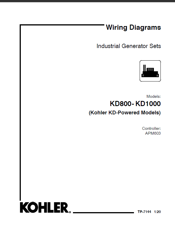 Kohler KD800-KD1000 Industrial Generator Sets Wiring Diagrams (tp7144)