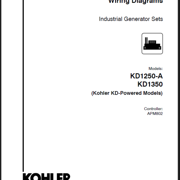 Kohler KD1250-A, KD1350 Industrial Generator Sets Wiring Diagrams (tp7117)
