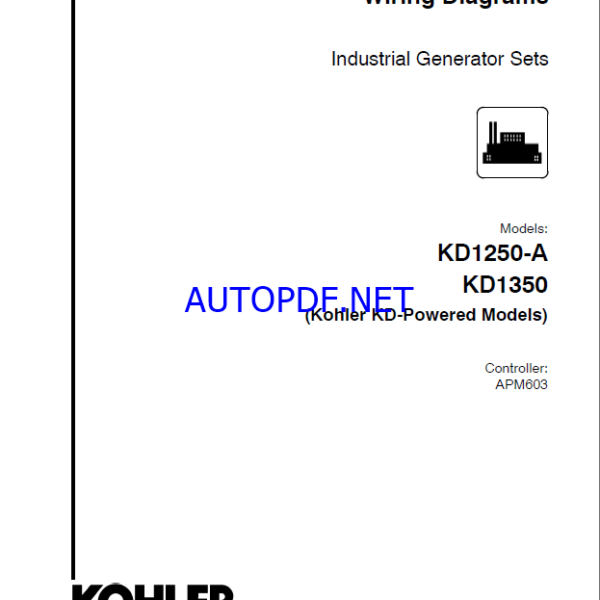 Kohler KD1250-A, KD1350 Industrial Generator Sets Wiring Diagrams (tp7145)