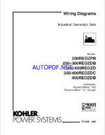 Kohler 200REOZPB, 230REOZDB, 300REOZDB, 350REOZD, 400REOZD, 350REOZDC, 400REOZDC, 450REOZDB Industrial Generator Sets Wiring Diagrams (tp6338)