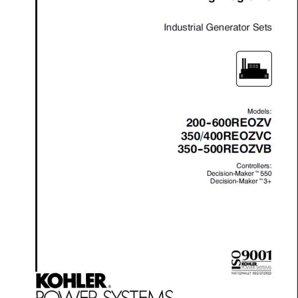 Kohler 200REOZV, 600REOZV, 350REOZVC, 400REOZVC, 350REOZVB, 500REOZVB Industrial Generator Sets Wiring Diagrams (tp6202)