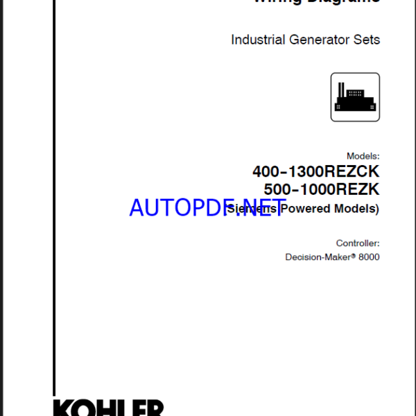 Kohler 400-1300REZCK, 500-1000REZK Industrial Generator Sets Wiring Diagrams (TP6994 1018B)