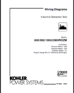 Kohler 600ROZM, 900ROZM, 1000ROZM, 2000ROZM Industrial Generator Sets Wiring Diagrams (tp6058)