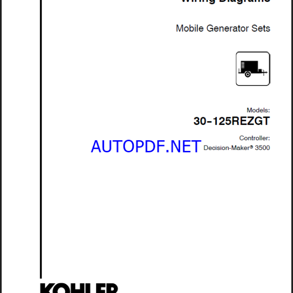 Kohler 30-125REZGT Industrial Generator Sets Wiring Diagrams (tp6936)