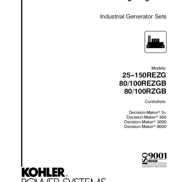 Kohler 25REZG, 150REZG, 80REZGB, 100REZGB, 80RZGB, 100RZGB Industrial Generator Sets Wiring Diagrams (tp6712)