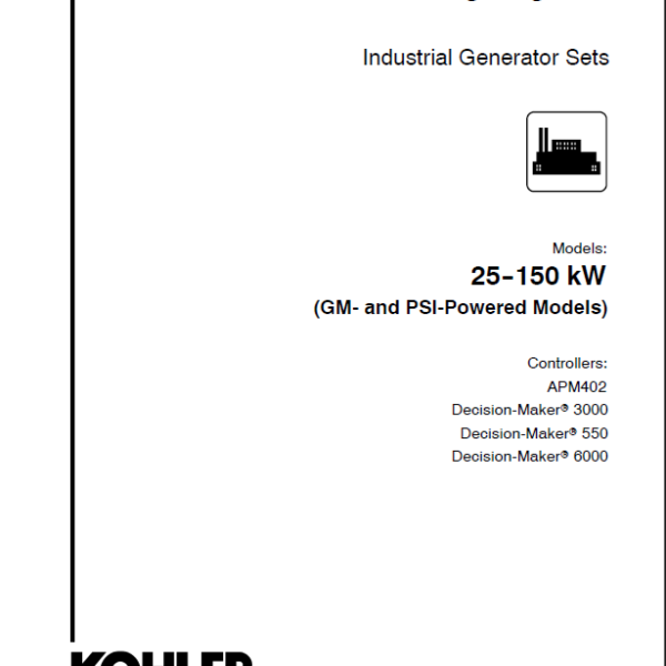 Kohler 25REZG, 150REZG, 80REZGB, 100REZGB, 80RZGB, 100RZGB Industrial Generator Sets Wiring Diagrams (tp6712)
