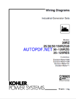 Kohler 20RZ, 25RZGB, 30RZGB, 50RZGB, 150RZGB, 30RZG, 125RZG, 35RES, 125RES Industrial Generator Sets Wiring Diagrams (tp6274)