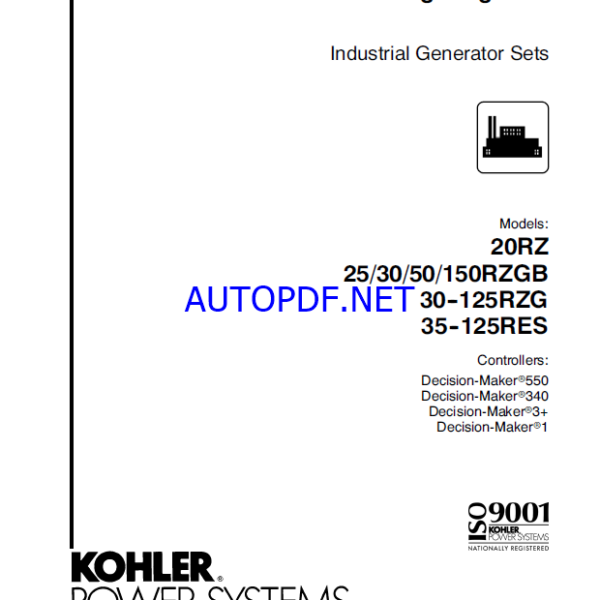Kohler 200REOZP, 230-400REOZD Industrial Generator Sets Wiring Diagrams (tp5988)