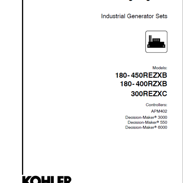 Kohler 180-450REZXB, 180-400RZXB, 300REZXC Industrial Generator Sets Wiring Diagrams (TP6832 1218G)