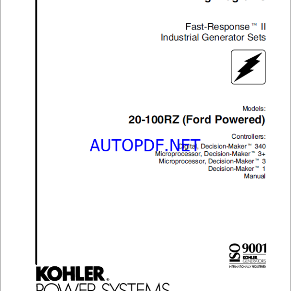 Kohler 20-100RZ Ford Fast-Response2 Industrial Generator Sets Wiring Diagrams (tp5719)