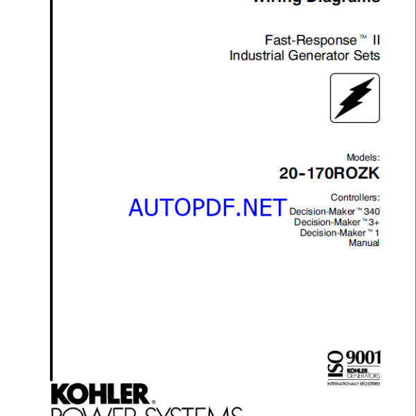 Kohler 20-170ROZK Industrial Generator Sets Wiring Diagrams (tp6042)