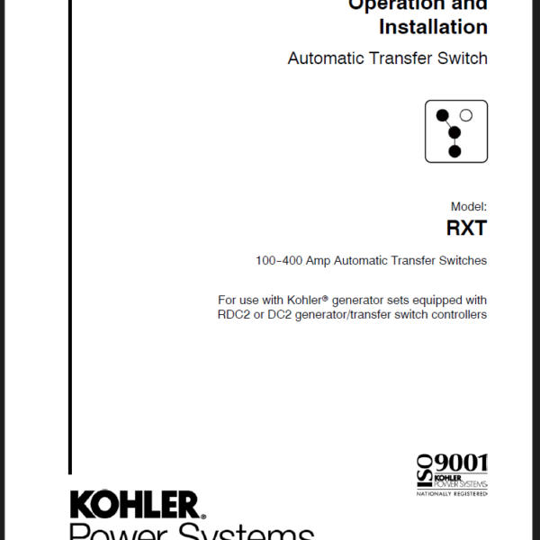 Kohler RXT Automatic Transfer Switch Operation and Installation Manual (tp6807)