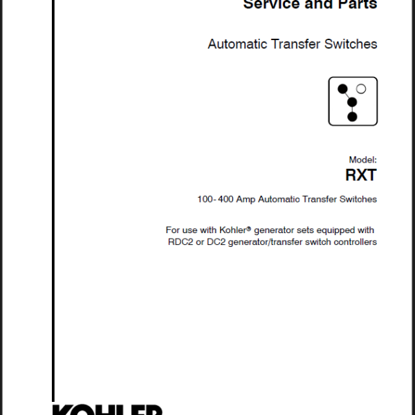 Kohler RXT Automatic Transfer Switches Service and Parts Manual (TP-6808 1218C)