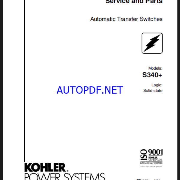 Kohler S340+ Automatic Transfer Switches Service and Parts Manual (tp5671)
