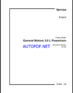 Kohler General Motors 3.0 L Powertrain Engine Service Manual (tp6165)