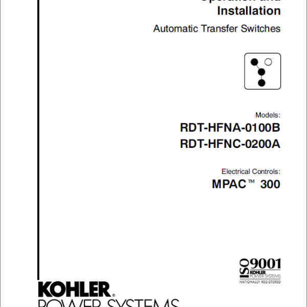 ohler RDT-HFNA-0100B, RDT-HFNC-0200A Automatic Transfer Switches Operation and Installation Manual (tp6539)