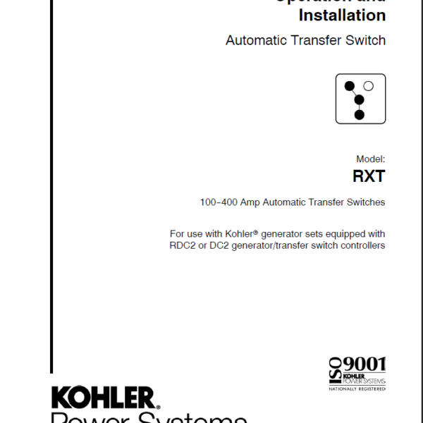 Kohler RXT Automatic Transfer Switch Operation and Installation Manual (tp6807)