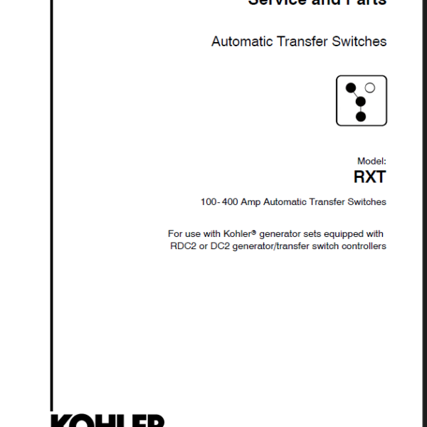 Kohler RXT Automatic Transfer Switches Service and Parts Manual (TP-6808 1218C)