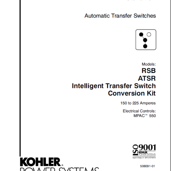 Kohler RSB, ATSR Intelligent Transfer Switch Conversion Kit Automatic Transfer Switches Installation Manual (tp6486)