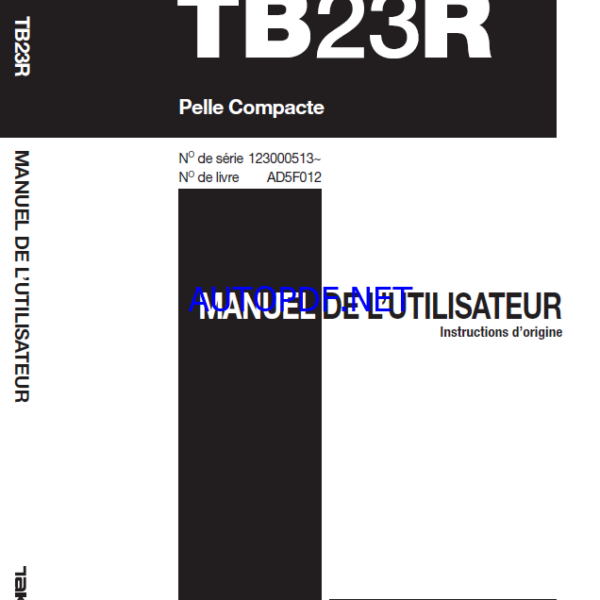 Takeuchi OPERATORS MANUAL TB23R AD5F012 SN 123000513-(FRENCH)